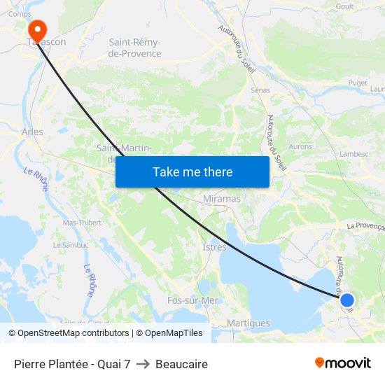 Pierre Plantée - Quai 7 to Beaucaire map