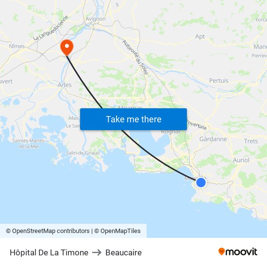 Hôpital De La Timone to Beaucaire map