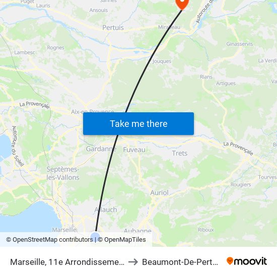 Marseille, 11e Arrondissement to Beaumont-De-Pertuis map