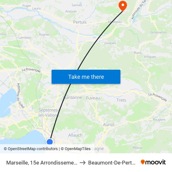 Marseille, 15e Arrondissement to Beaumont-De-Pertuis map