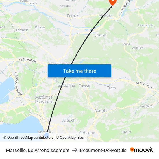 Marseille, 6e Arrondissement to Beaumont-De-Pertuis map