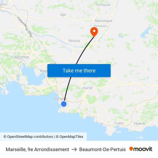 Marseille, 9e Arrondissement to Beaumont-De-Pertuis map