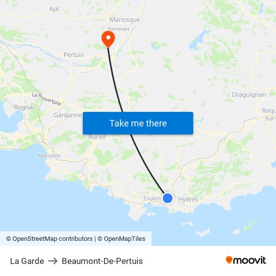 La Garde to Beaumont-De-Pertuis map
