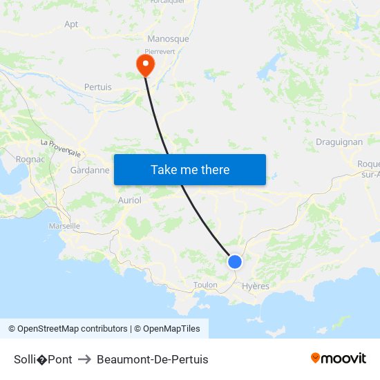 Solli�Pont to Beaumont-De-Pertuis map