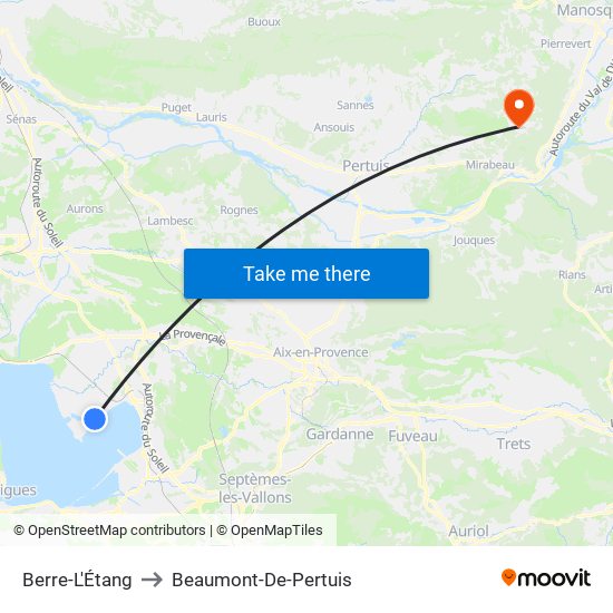 Berre-L'Étang to Beaumont-De-Pertuis map