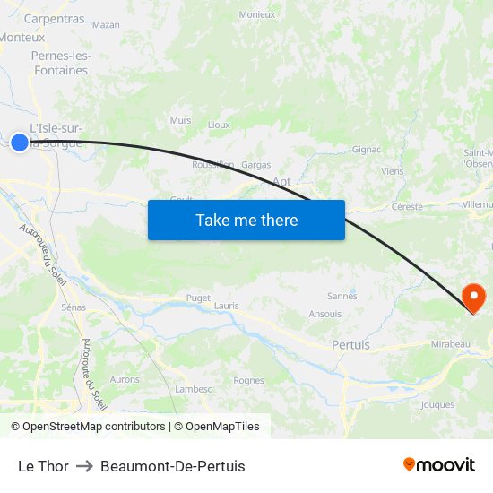 Le Thor to Beaumont-De-Pertuis map