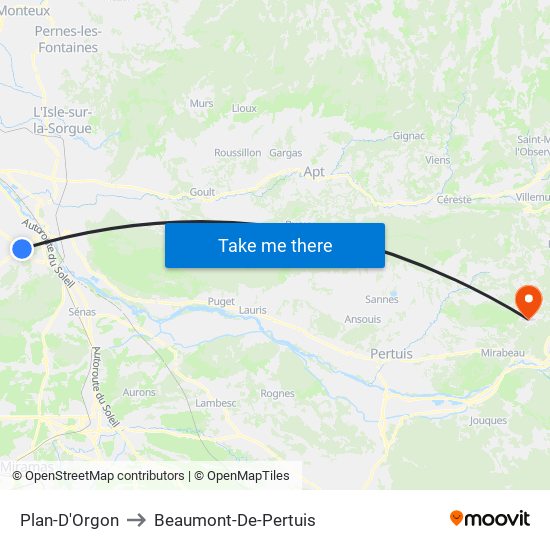 Plan-D'Orgon to Beaumont-De-Pertuis map
