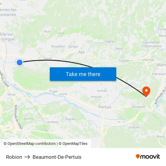 Robion to Beaumont-De-Pertuis map