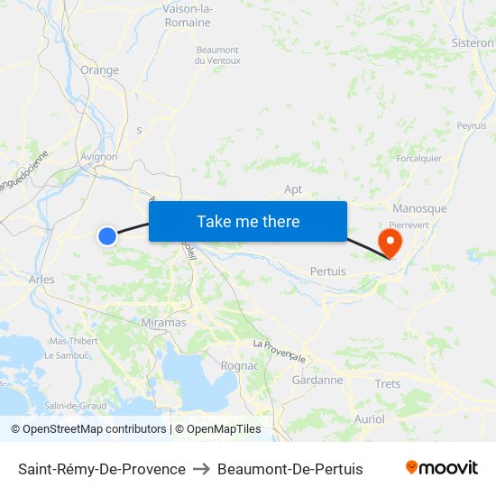 Saint-Rémy-De-Provence to Beaumont-De-Pertuis map