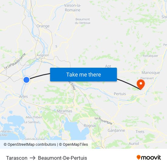 Tarascon to Beaumont-De-Pertuis map