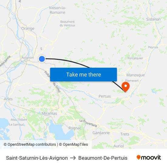 Saint-Saturnin-Lès-Avignon to Beaumont-De-Pertuis map