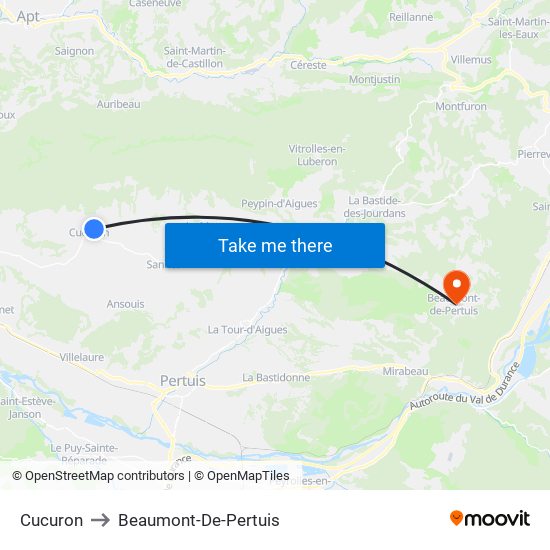 Cucuron to Beaumont-De-Pertuis map