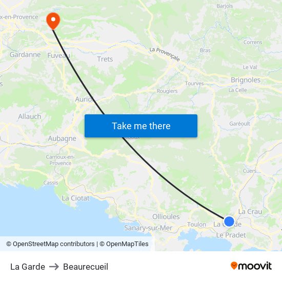 La Garde to Beaurecueil map