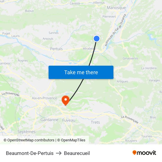 Beaumont-De-Pertuis to Beaurecueil map