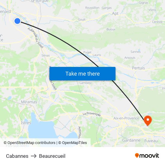 Cabannes to Beaurecueil map