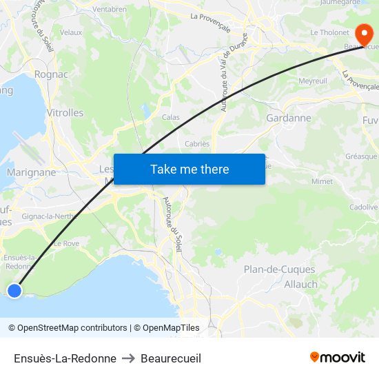Ensuès-La-Redonne to Beaurecueil map