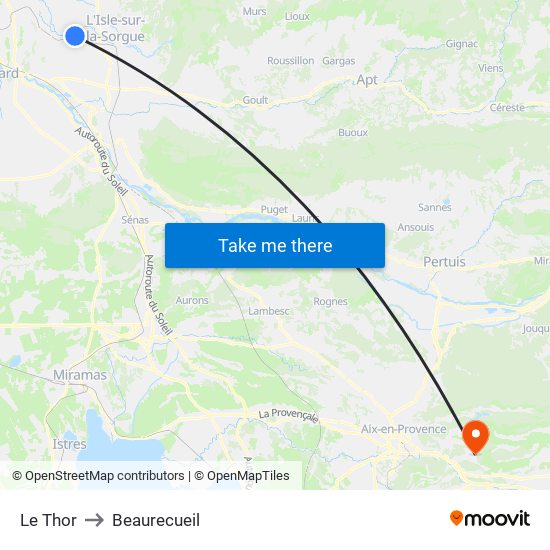 Le Thor to Beaurecueil map