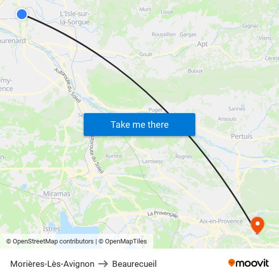 Morières-Lès-Avignon to Beaurecueil map