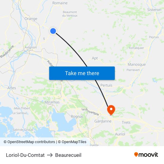 Loriol-Du-Comtat to Beaurecueil map