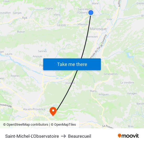 Saint-Michel-L'Observatoire to Beaurecueil map