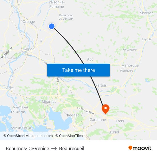 Beaumes-De-Venise to Beaurecueil map