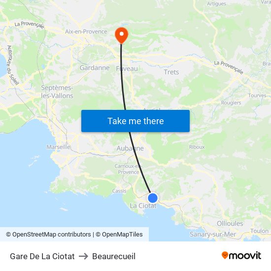 Gare De La Ciotat to Beaurecueil map