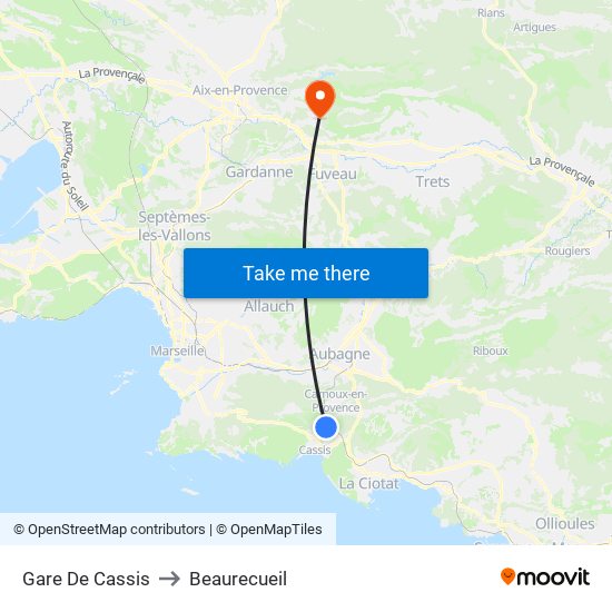 Gare De Cassis to Beaurecueil map