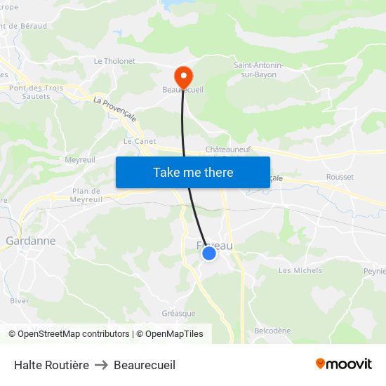 Halte Routière to Beaurecueil map