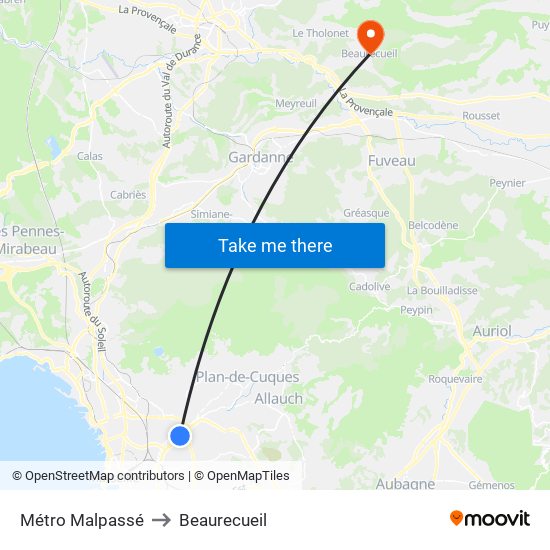 Métro Malpassé to Beaurecueil map