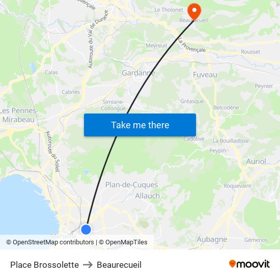 Place Brossolette to Beaurecueil map