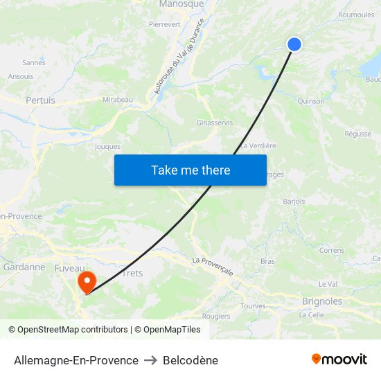 Allemagne-En-Provence to Belcodène map