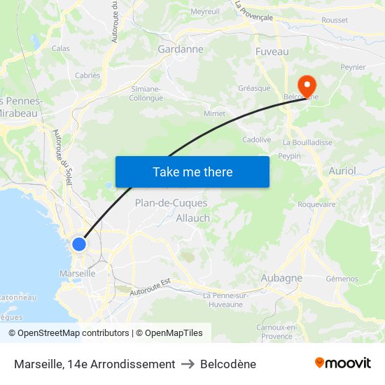Marseille, 14e Arrondissement to Belcodène map