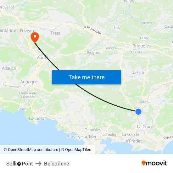 Solli�Pont to Belcodène map