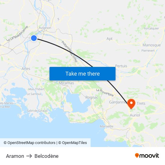 Aramon to Belcodène map