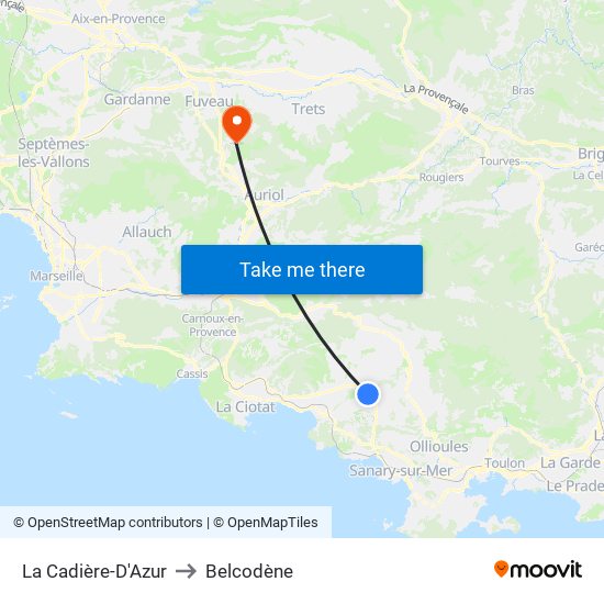 La Cadière-D'Azur to Belcodène map
