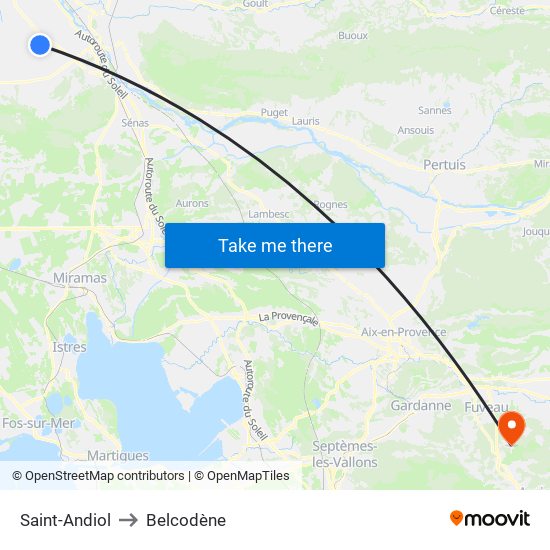 Saint-Andiol to Belcodène map