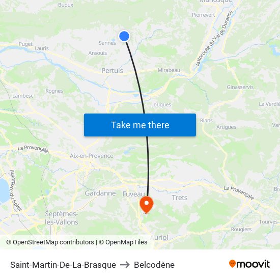 Saint-Martin-De-La-Brasque to Belcodène map