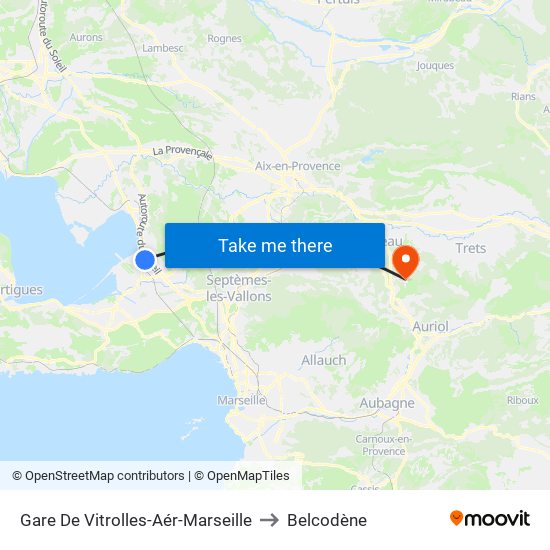Gare De Vitrolles-Aér-Marseille to Belcodène map