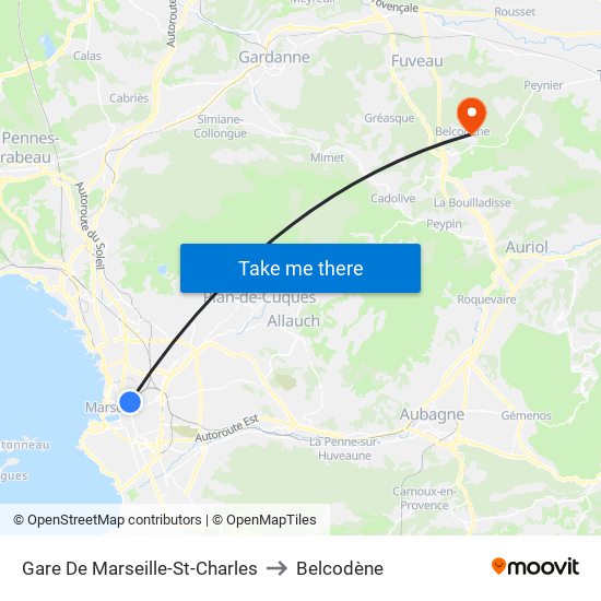 Gare De Marseille-St-Charles to Belcodène map