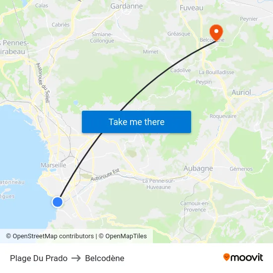 Plage Du Prado to Belcodène map