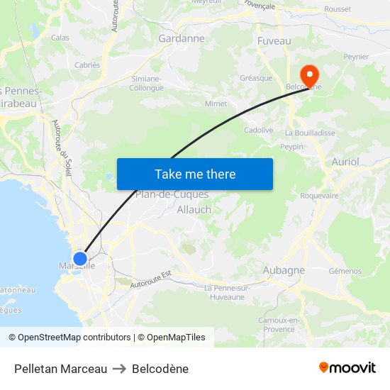 Pelletan Marceau to Belcodène map
