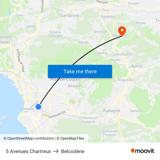 5 Avenues Chartreux to Belcodène map