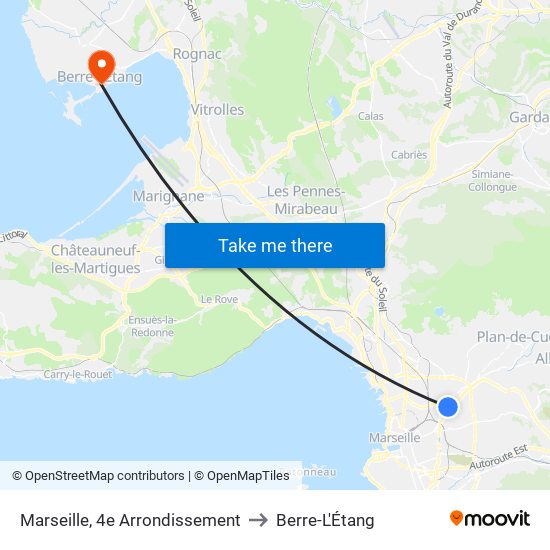 Marseille, 4e Arrondissement to Berre-L'Étang map