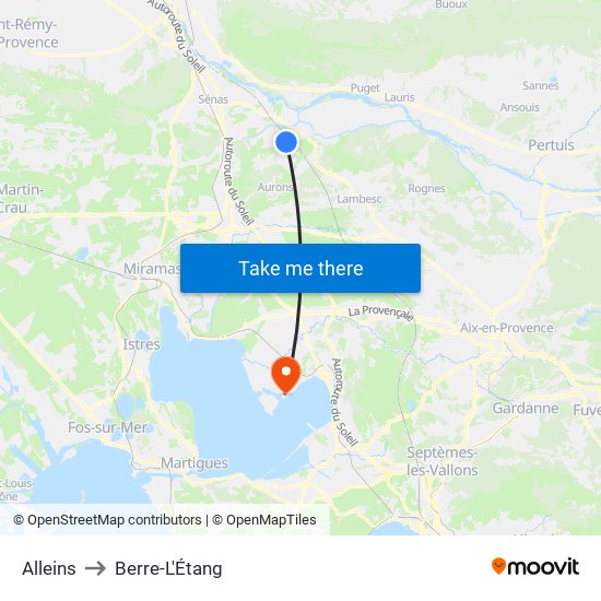 Alleins to Berre-L'Étang map