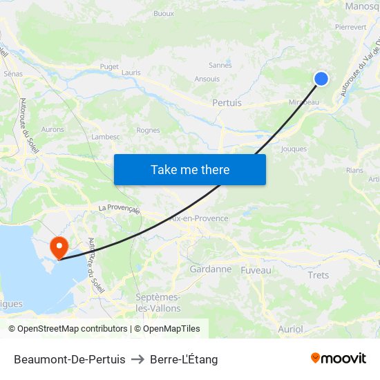 Beaumont-De-Pertuis to Berre-L'Étang map