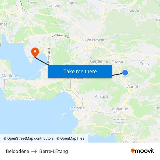 Belcodène to Berre-L'Étang map