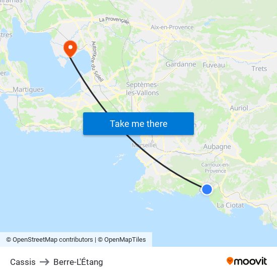 Cassis to Berre-L'Étang map