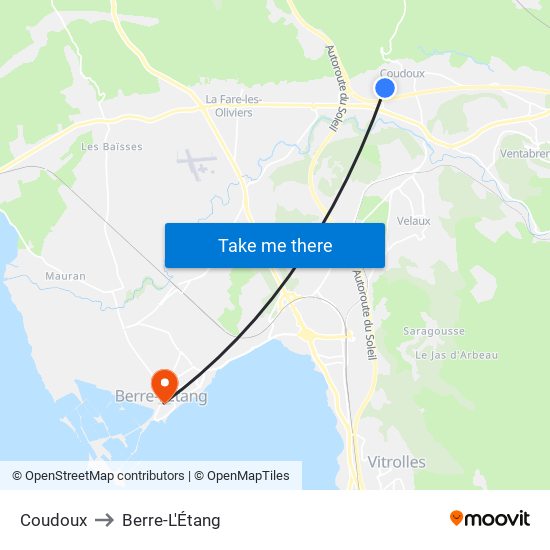 Coudoux to Berre-L'Étang map