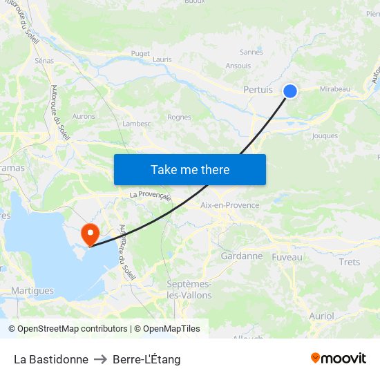 La Bastidonne to Berre-L'Étang map