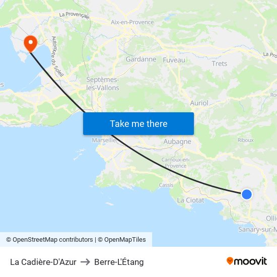 La Cadière-D'Azur to Berre-L'Étang map